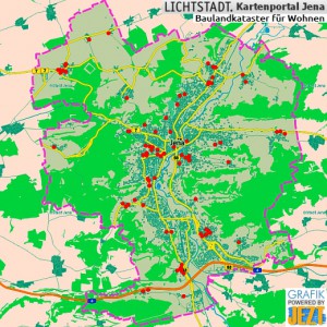 Baulandkataster - Auszug aus dem Kartenportal der Stadt Jena - Grafik powered by JEZT - Symbolbild
