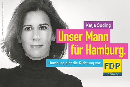 FDP Hamburg Plakat - Unser Mann fuer Hamburg - Katja Suding