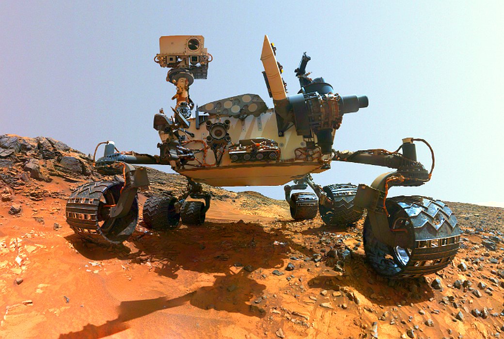 JEZT - Mars Rover Curiosity Selbst-Portrait vom März 2016 - Foto © NASA Team Curiosity - Bildbearbeitung © InterJena