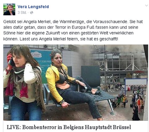 JEZT - Vera Lengsfelds hezlos-zynischer Facebook-Post vom 22.03.2016 - Abbildung © MediaPool Jena