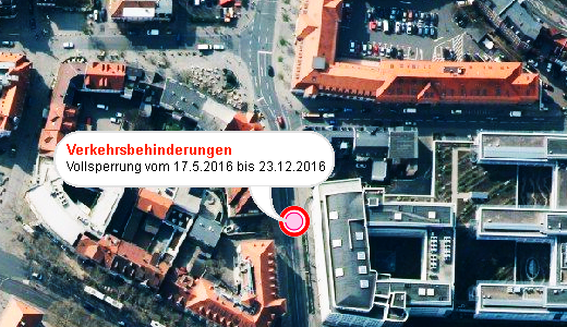 JEZT - Verkehrsbehinderungen in der Innenstadt - Abbildung © Kartenportal der Stadt Jena