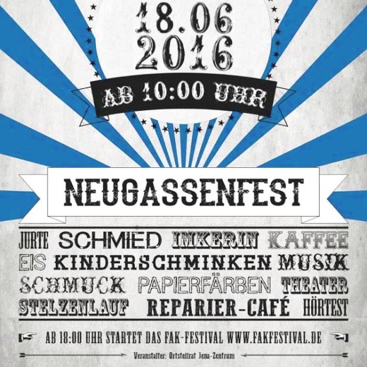 JEZT - Tafel zum Neugassenfest 2016 - Foto © Ortsteilrat Jena-Stadtmitte