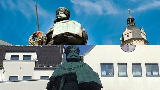 Jenas Hanfried-Denkmal mit und ohne Schwert - Fotos © Jenakultur und MediaPool Jena