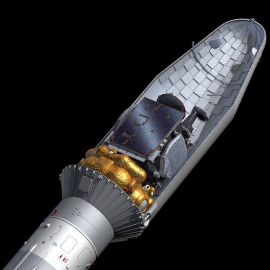 Artist Image of SmallGEO inside the Sojuz Rocket - Bildquelle ESA DLR