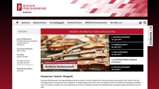 Die neue responsive Webseite der Philharmonie Jena - - Abbildung © JenaKultur