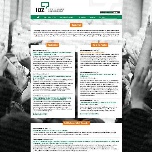 Webseite des IDZ in Jena - Abbildung © MediaPool Jena